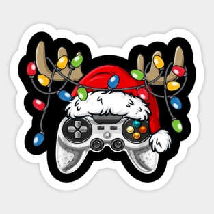 Games Controller With Santa Hat Reindeer Antlers Christmas Lights Sticker